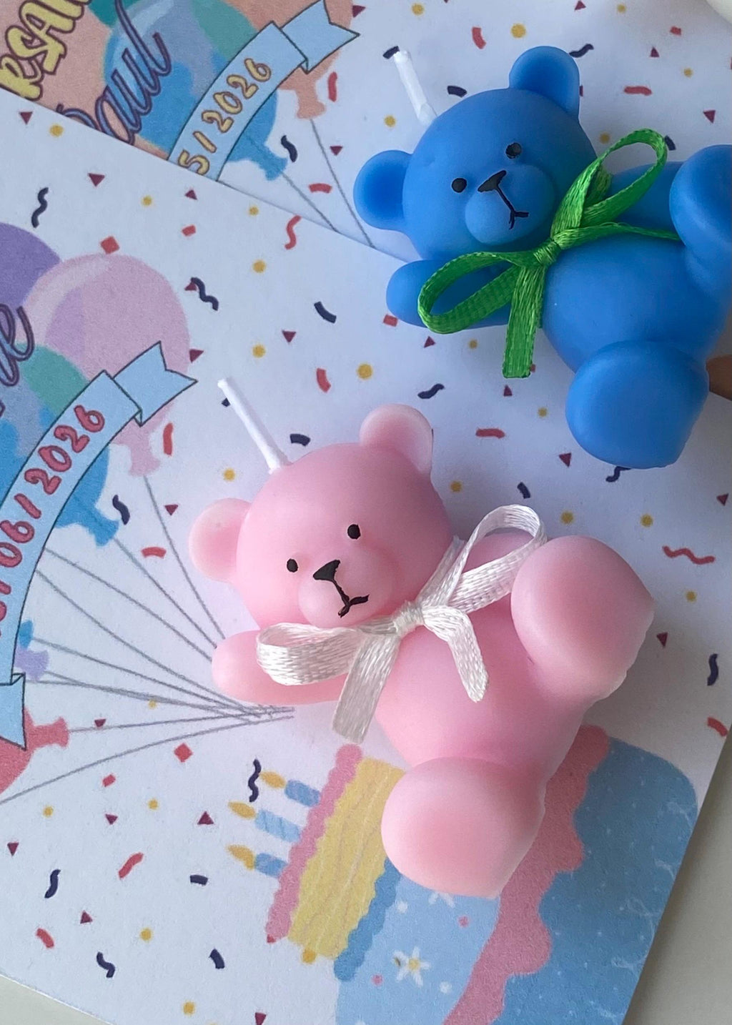Bougie ourson personnalisée – Cadeau invité baptême & naissance