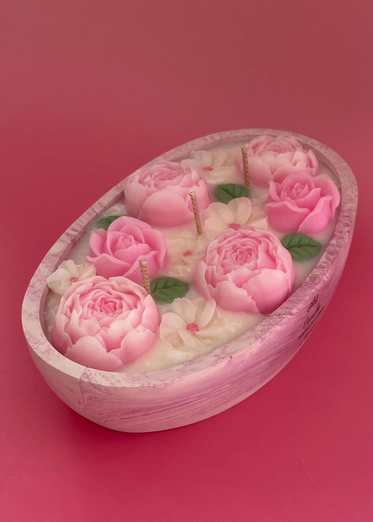 Bougie florale parfumée – Fleurs en cire – Cadeau artisanal