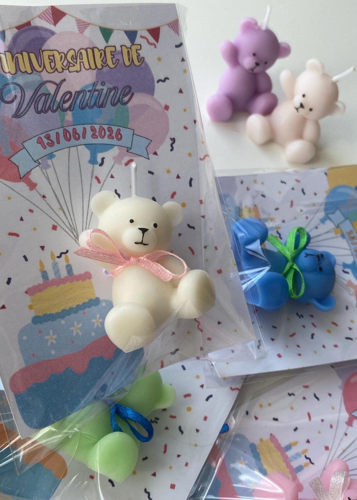 Bougie ourson personnalisée – Cadeau invité baptême & naissance