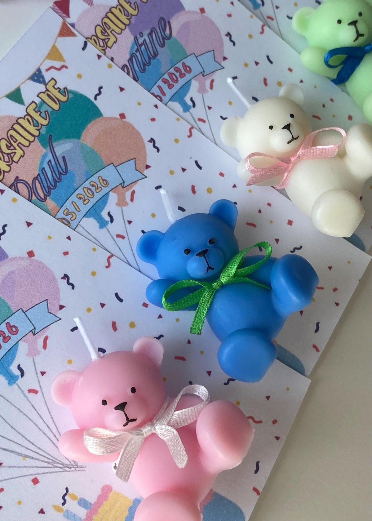 Bougie ourson personnalisée – Cadeau invité baptême & naissance