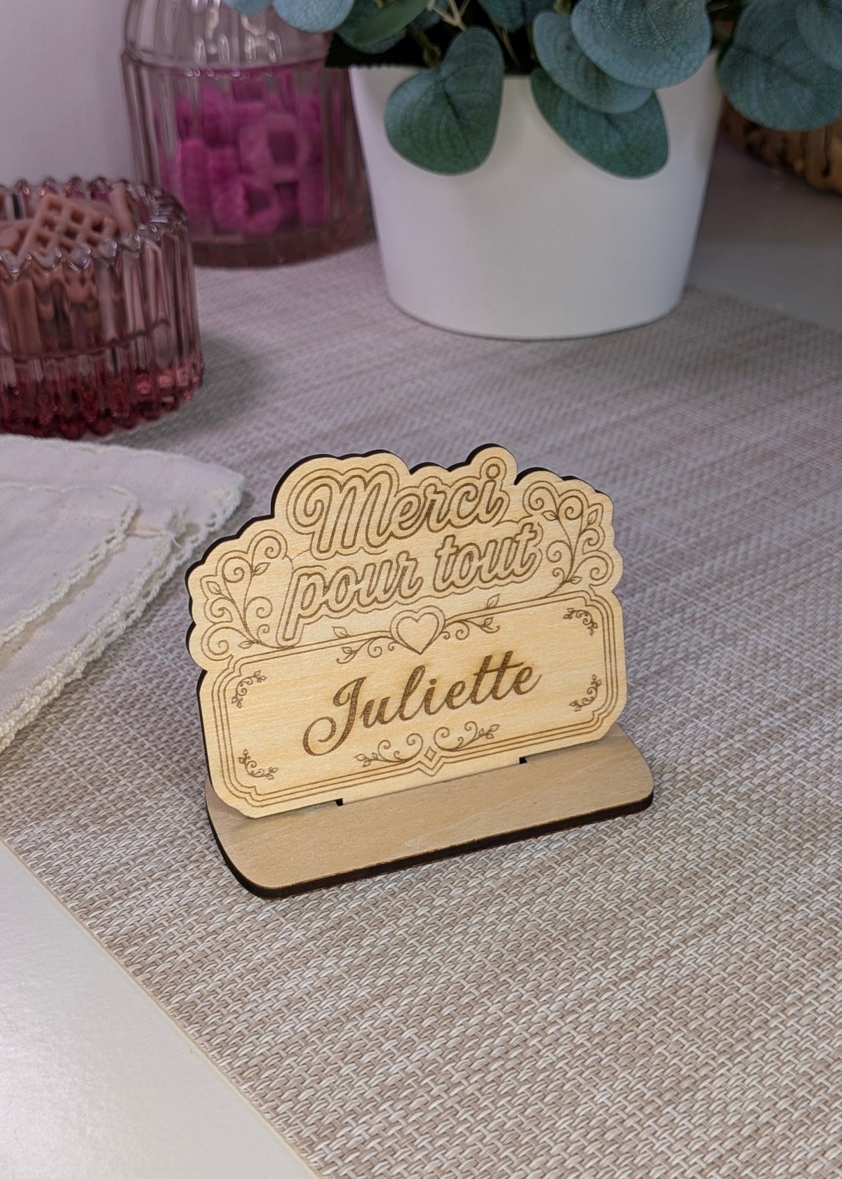 Plaque personnalisée en bois « Merci pour tout » – Cadeau de remerciement