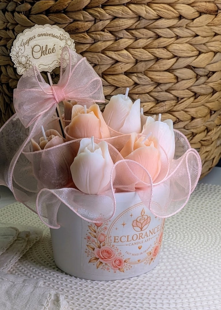 Bouquet de bougies tulipes parfumées personnalisé | Eclorance Art