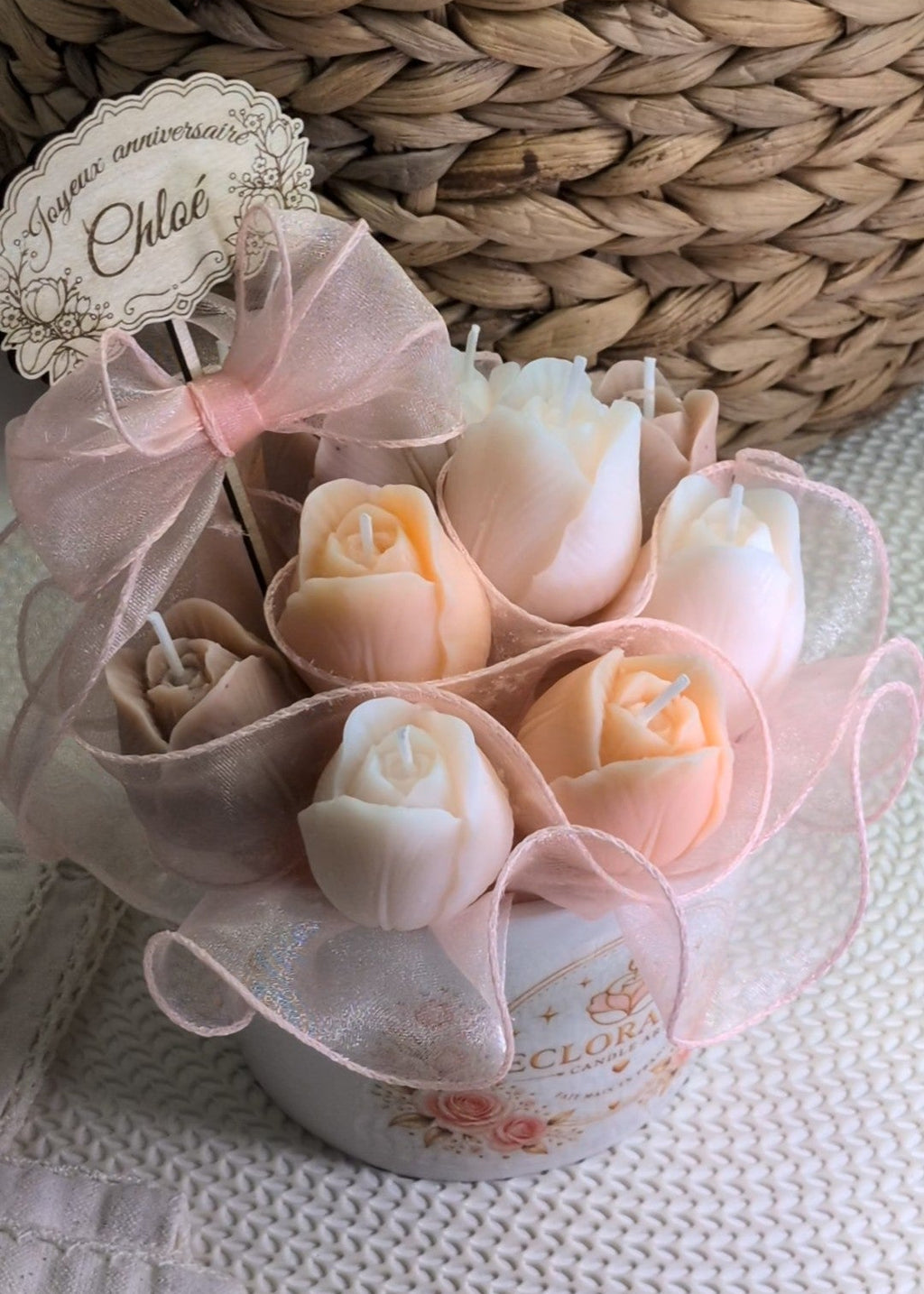 Bouquet de bougies tulipes parfumées personnalisé | Eclorance Art