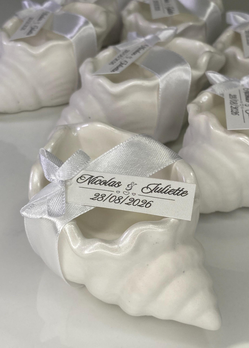 Bougie coquillage personnalisée – Cadeau invité mariage & baptême