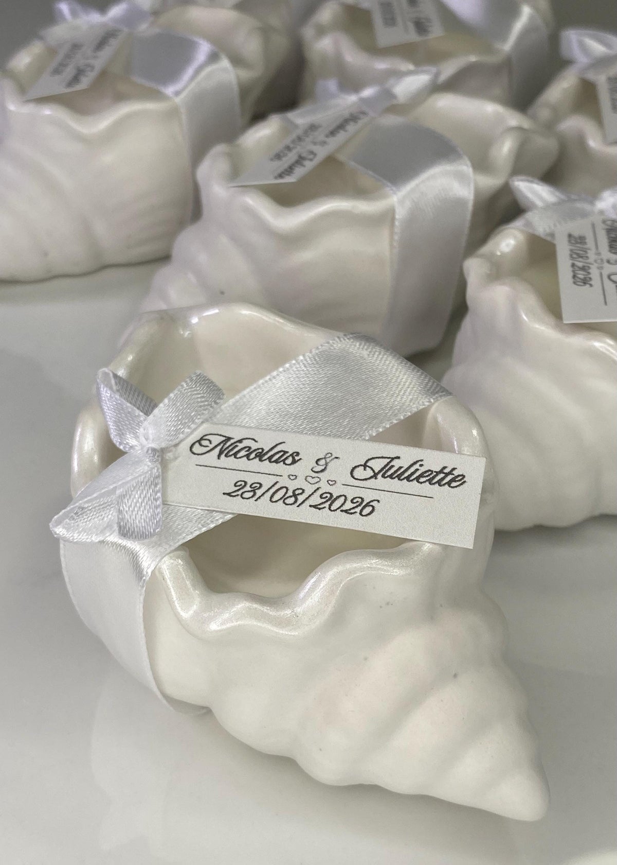Bougie coquillage personnalisée – Cadeau invité mariage & baptême