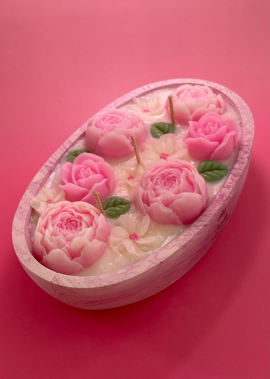 Bougie florale parfumée – Fleurs en cire – Cadeau artisanal