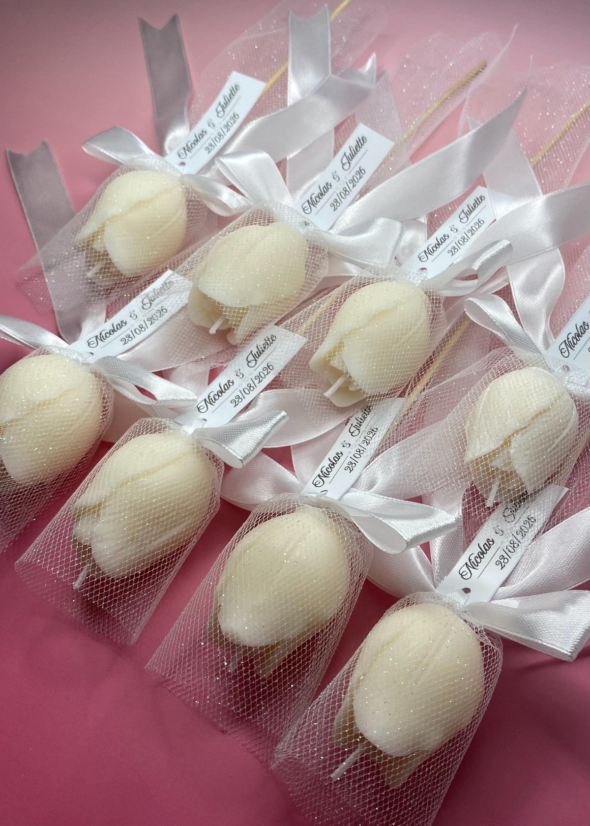 Bougie fleur personnalisée – Cadeau invité mariage & baptême