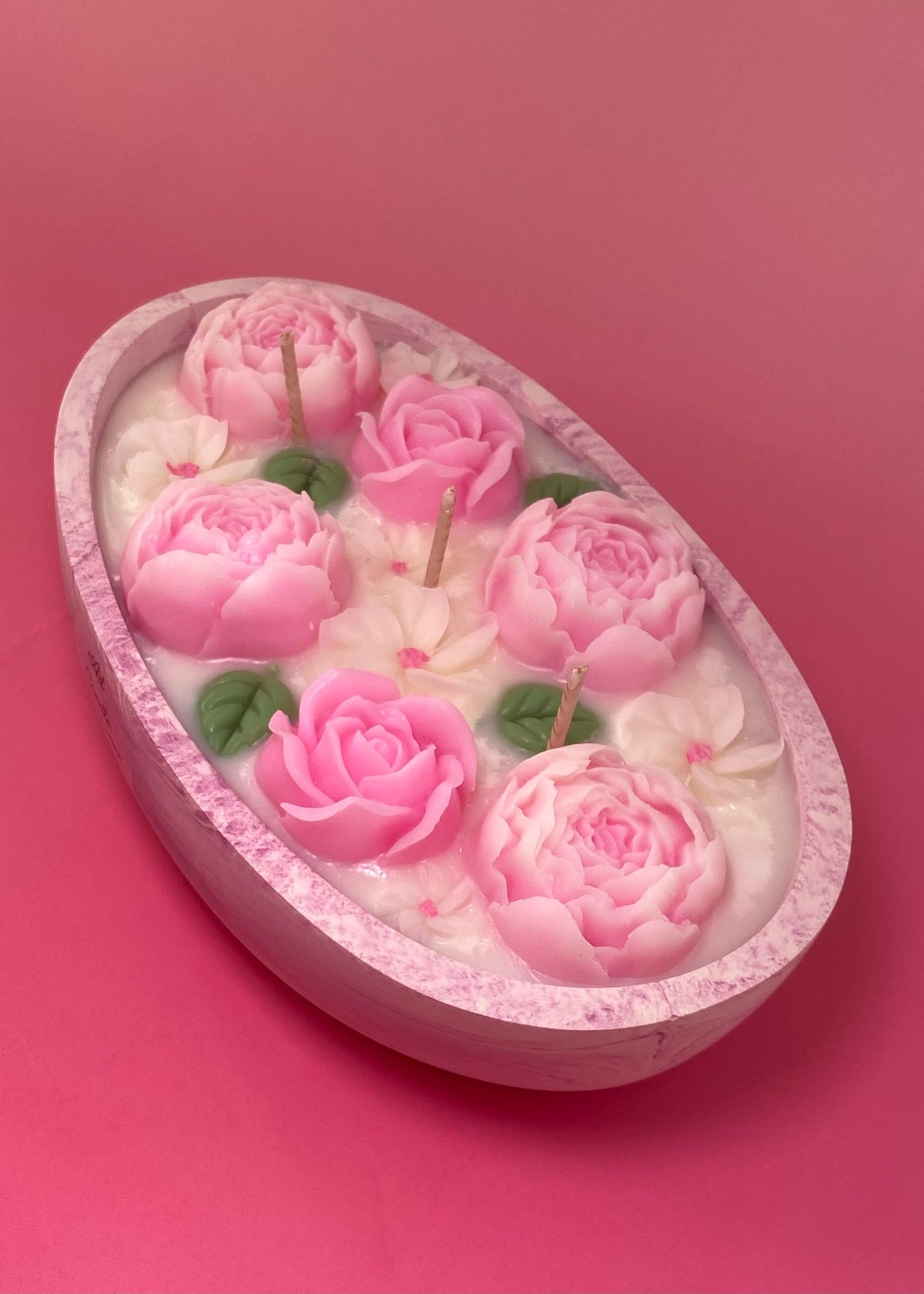 Bougie florale parfumée – Fleurs en cire – Cadeau artisanal