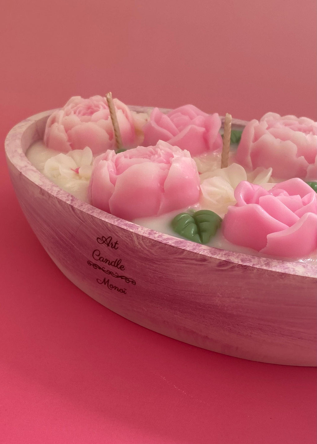 Bougie florale parfumée – Fleurs en cire – Cadeau artisanal