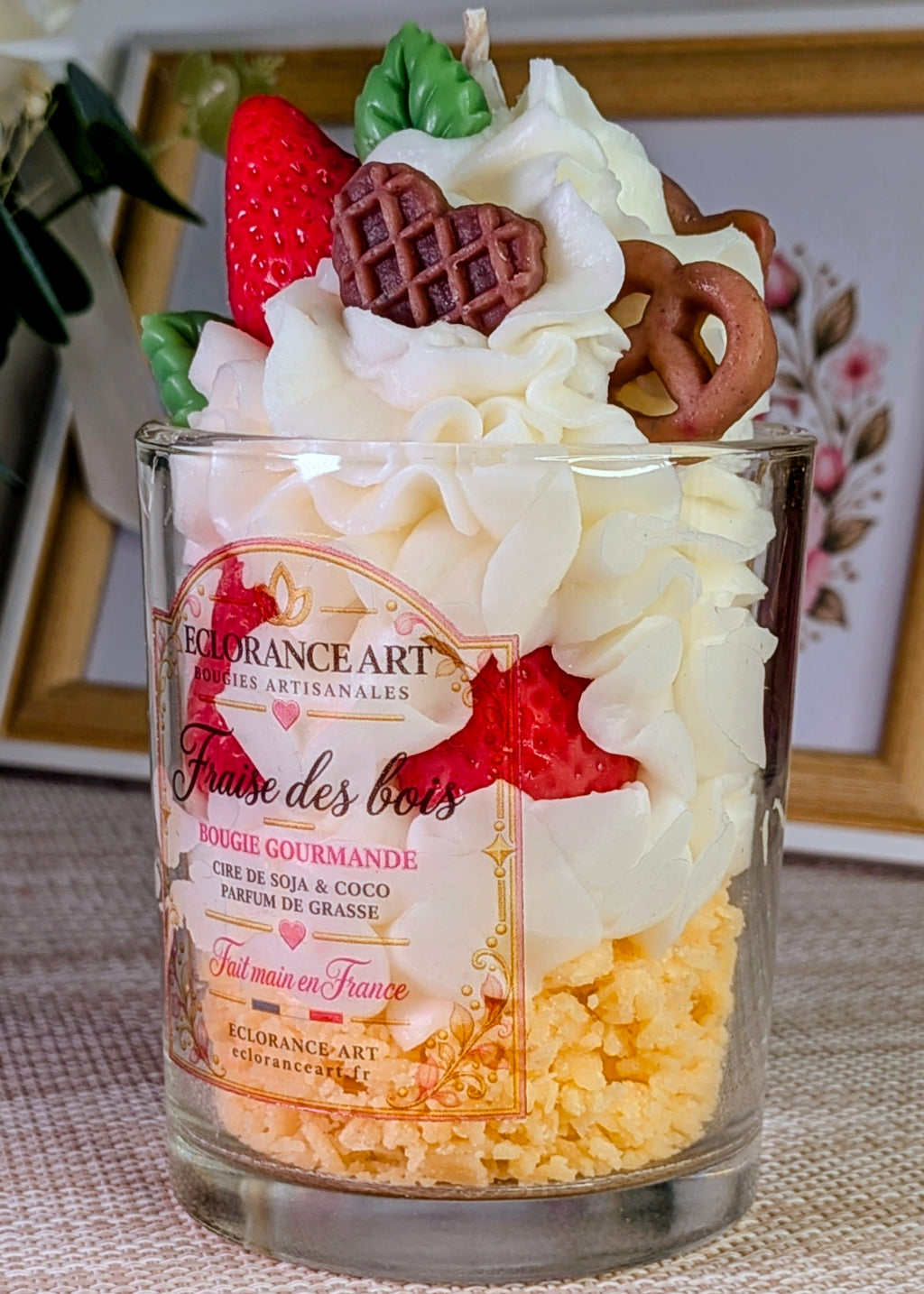 Bougie gourmande Fraise Chantilly – Bougie parfumée artisanale