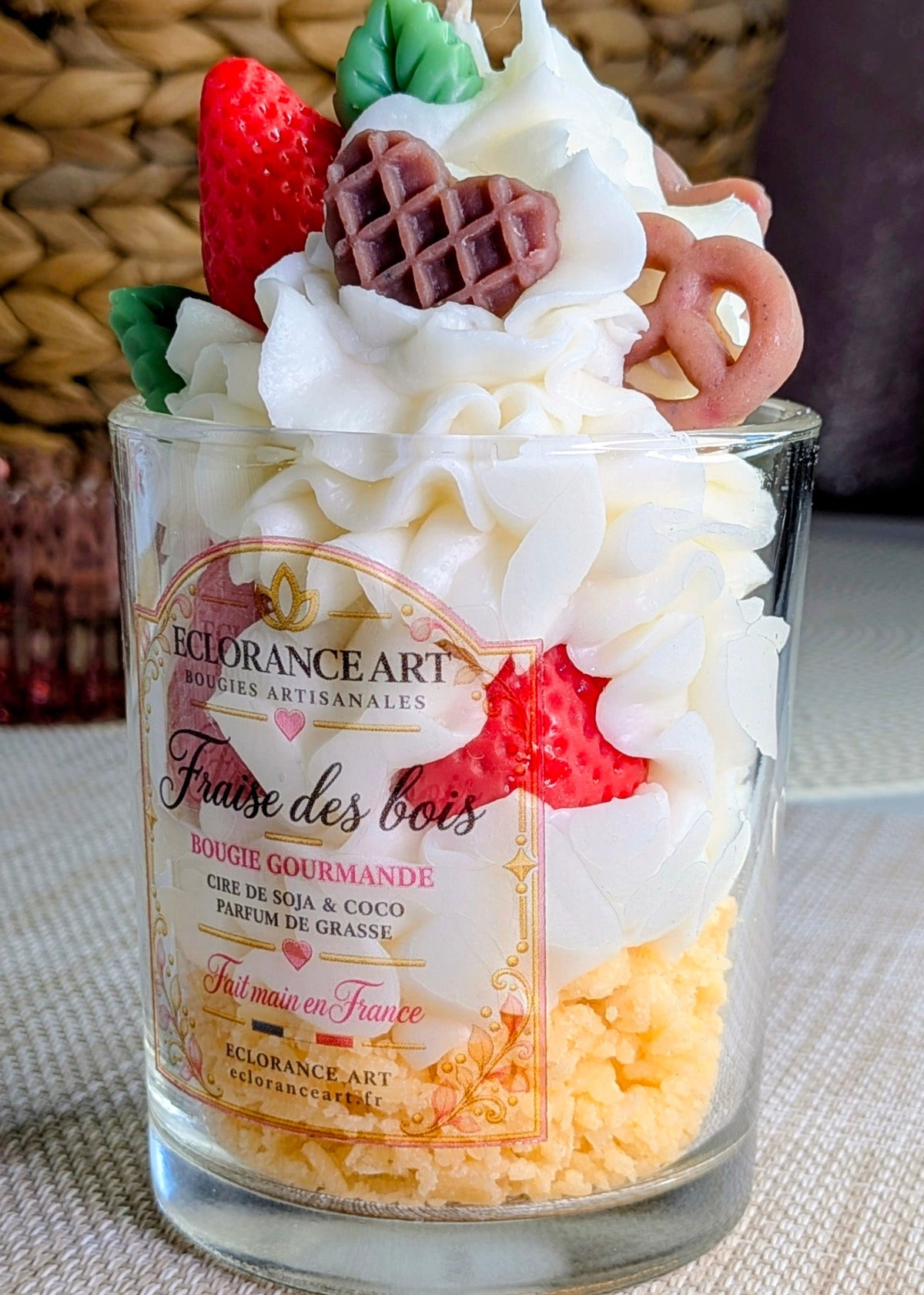 Bougie gourmande Fraise Chantilly – Bougie parfumée artisanale