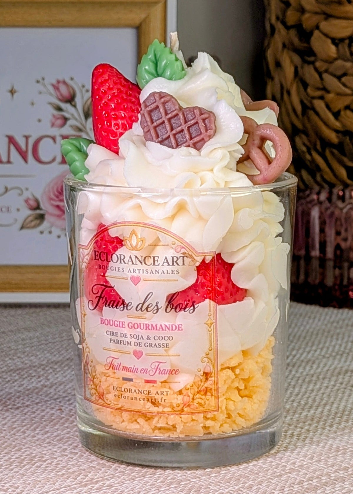Bougie gourmande Fraise Chantilly – Bougie parfumée artisanale