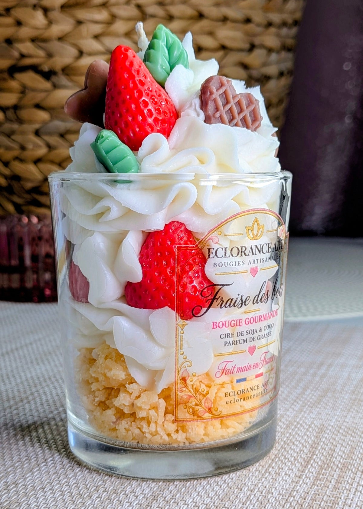 Bougie gourmande Fraise Chantilly – Bougie parfumée artisanale