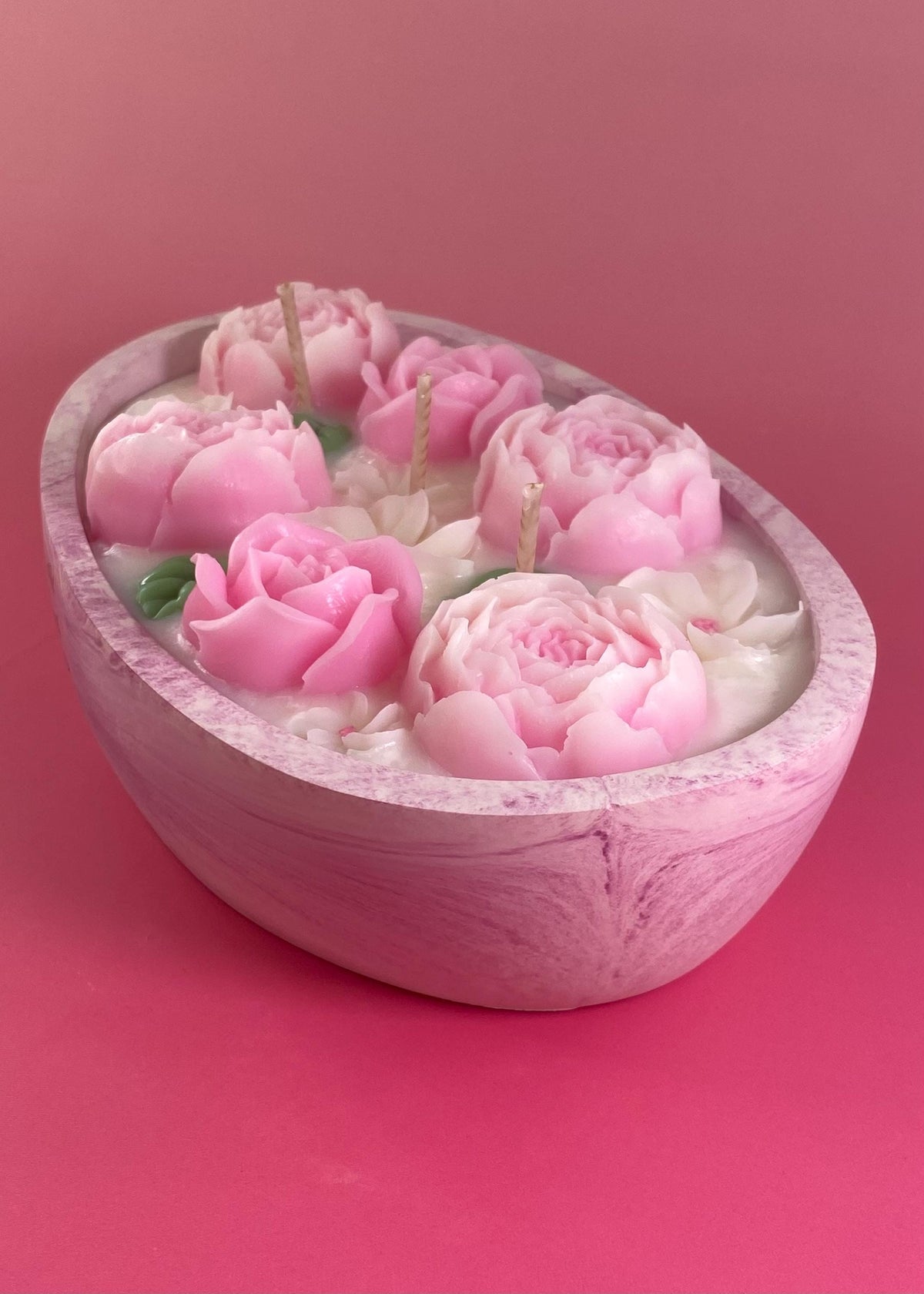 Bougie florale parfumée – Fleurs en cire – Cadeau artisanal
