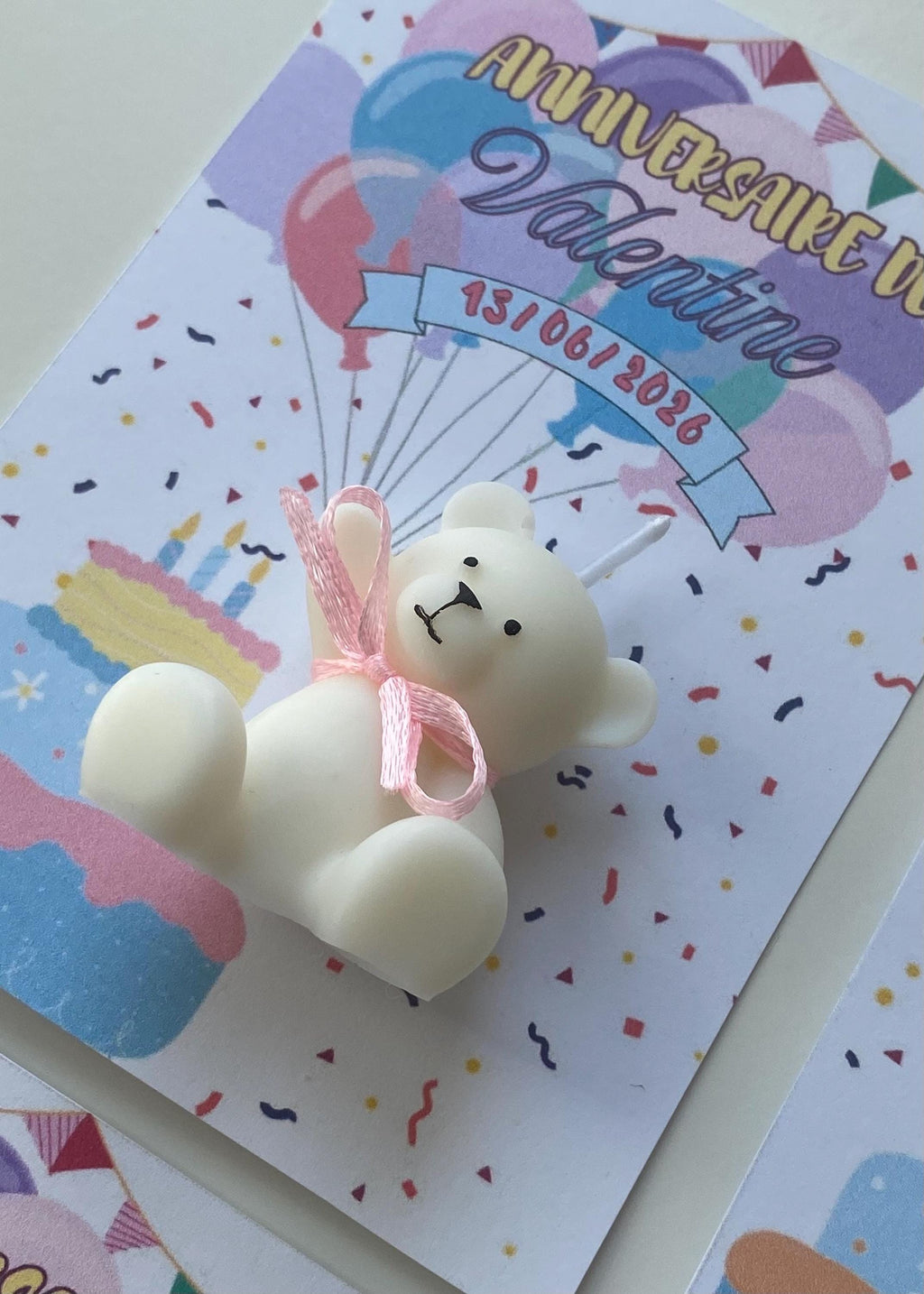 Bougie ourson personnalisée – Cadeau invité baptême & naissance