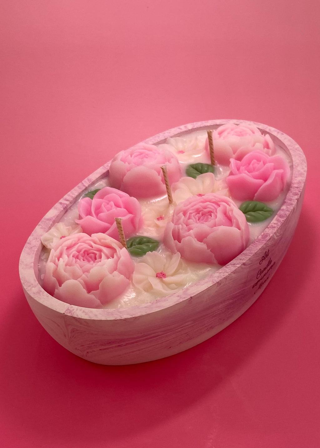 Bougie florale parfumée – Fleurs en cire – Cadeau artisanal