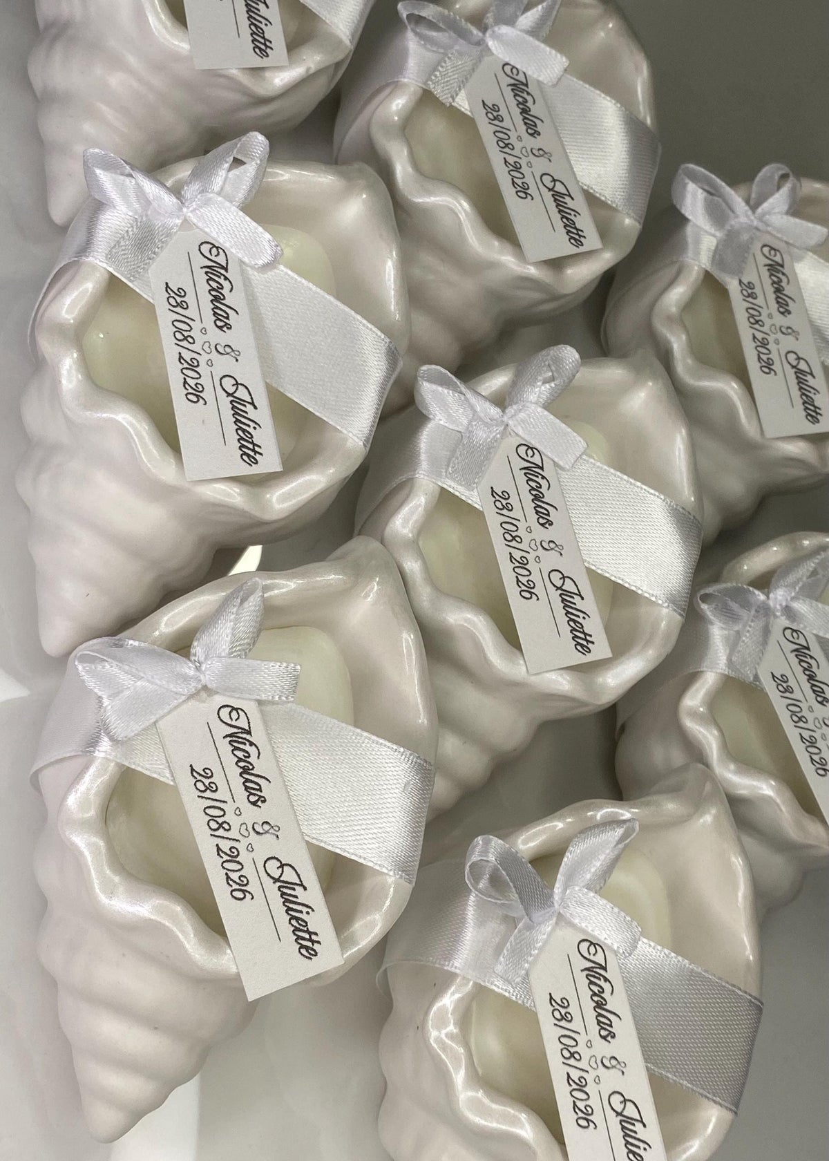 Bougie coquillage personnalisée – Cadeau invité mariage & baptême