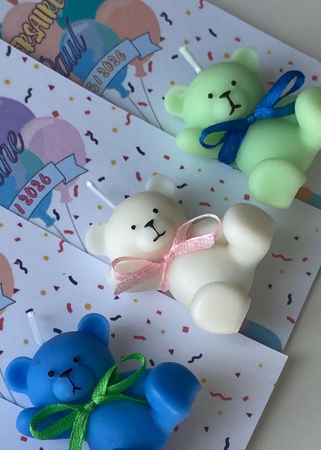Bougie ourson personnalisée – Cadeau invité baptême & naissance