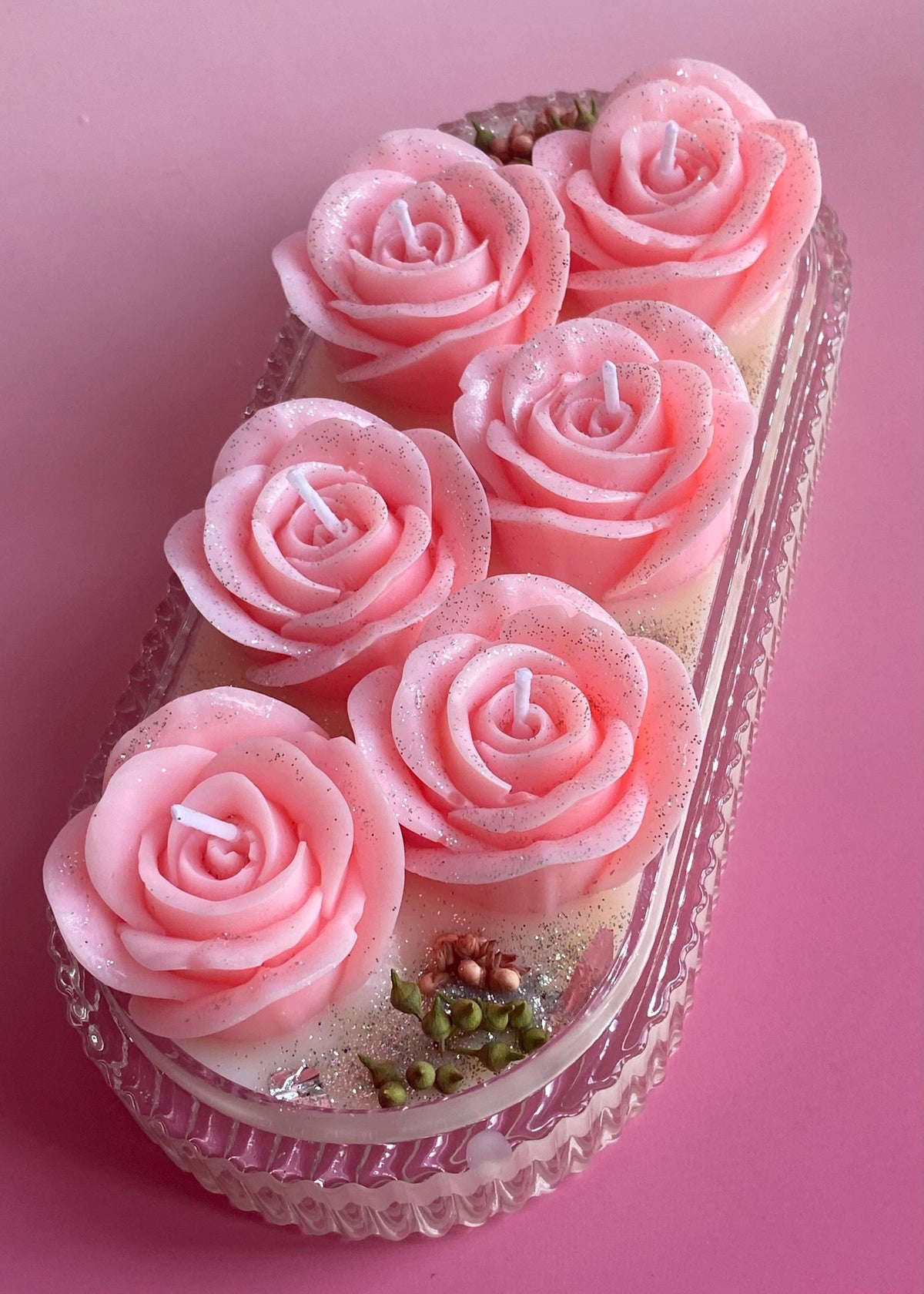 Bouquet de roses en cire parfumée – Bougie florale artisanale | Cadeau femme