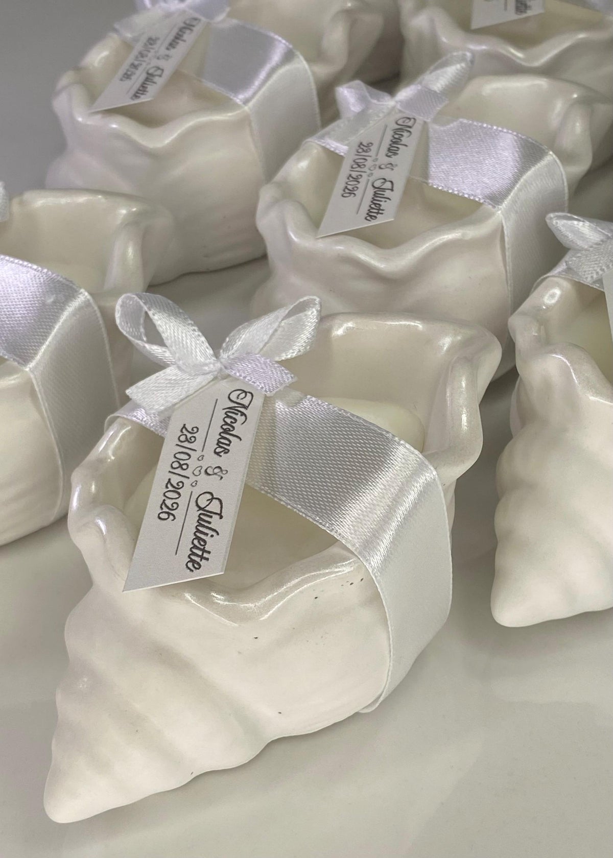 Bougie coquillage personnalisée – Cadeau invité mariage & baptême
