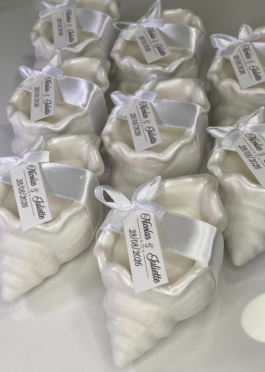 Bougie coquillage personnalisée – Cadeau invité mariage & baptême