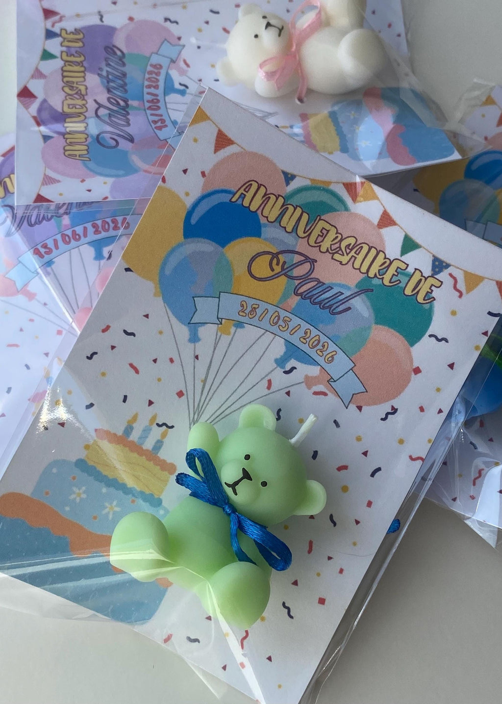 Bougie ourson personnalisée – Cadeau invité baptême & naissance