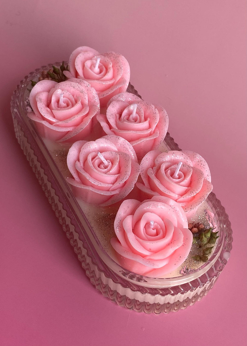 Bouquet de roses en cire parfumée – Bougie florale artisanale | Cadeau femme