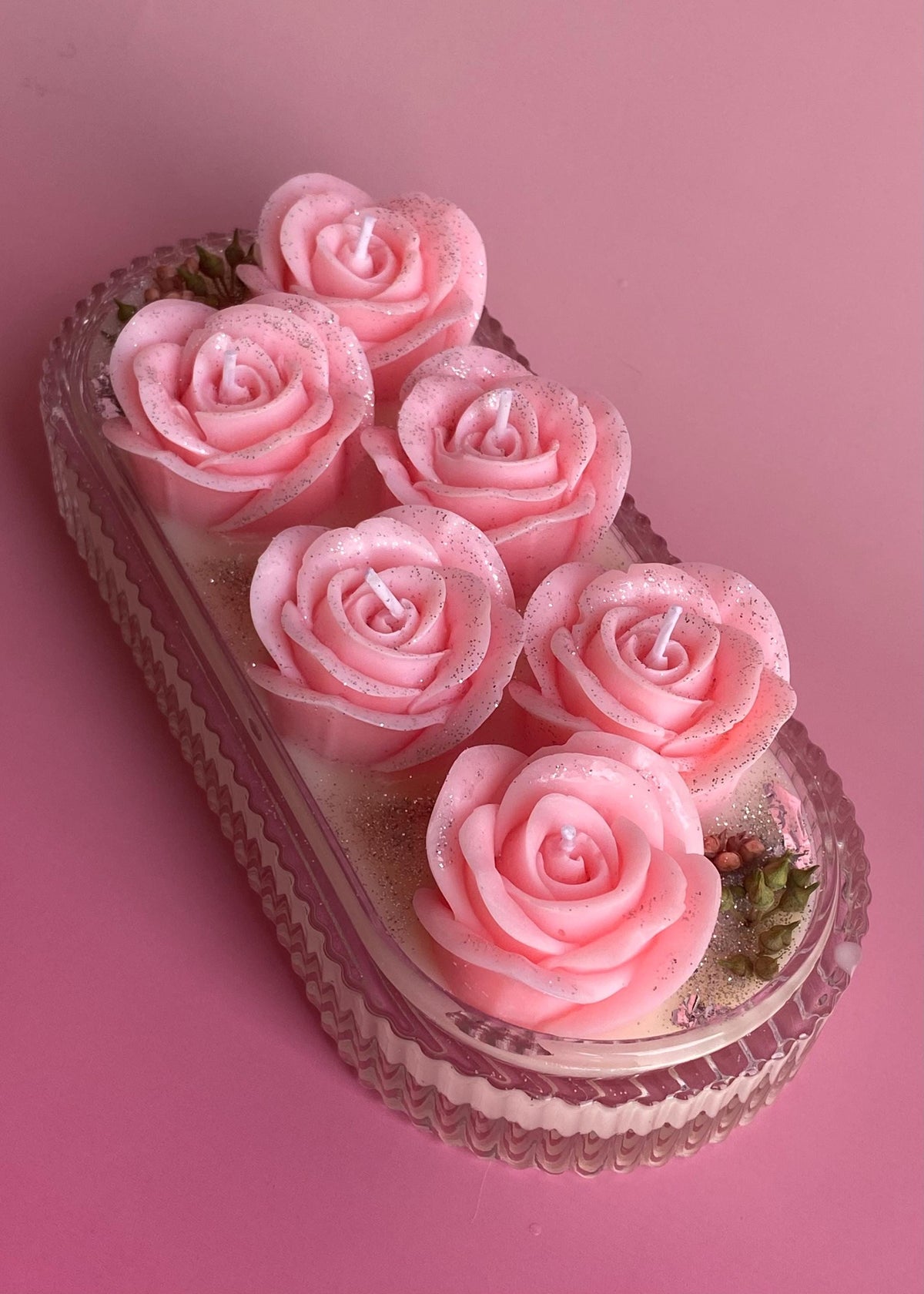 Bouquet de roses en cire parfumée – Bougie florale artisanale | Cadeau femme