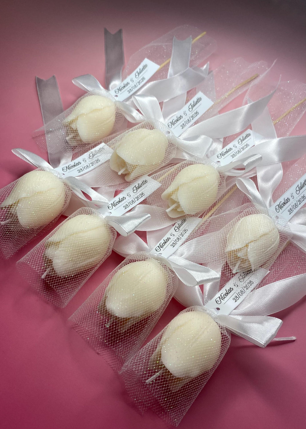 Bougie fleur personnalisée – Cadeau invité mariage & baptême