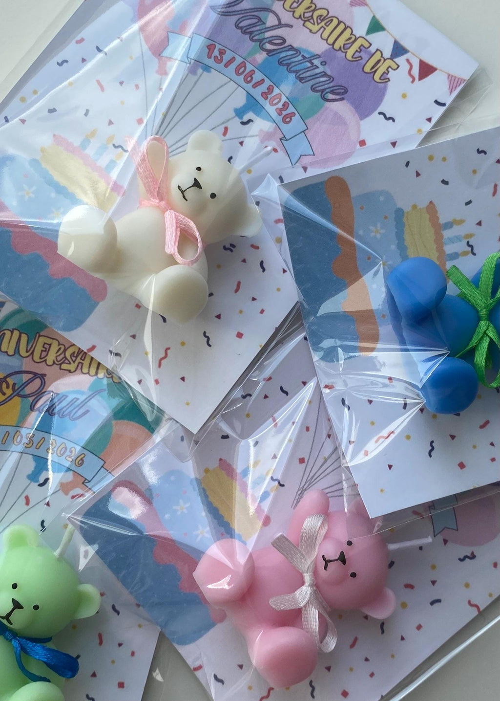 Bougie ourson personnalisée – Cadeau invité baptême & naissance