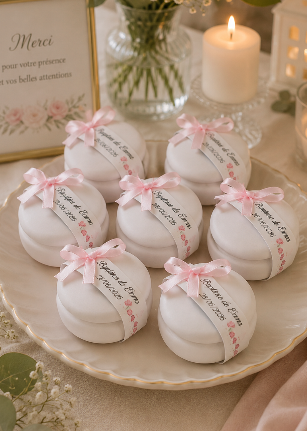 Bougie personnalisée Baptême – Cadeau invité parfumé fait main