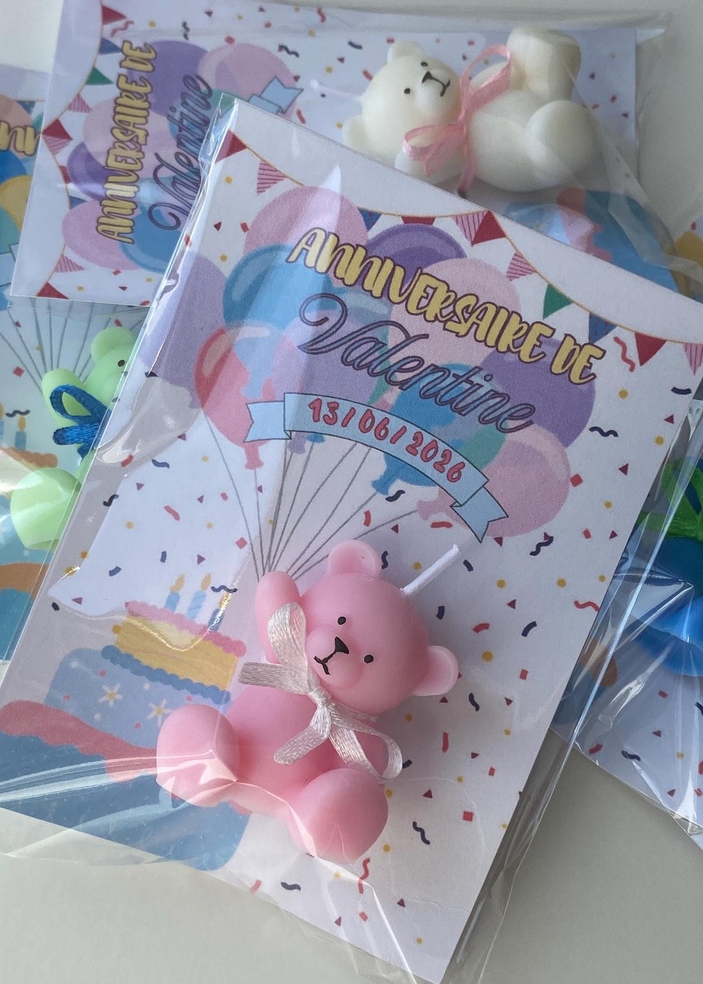 Bougie ourson personnalisée – Cadeau invité baptême & naissance