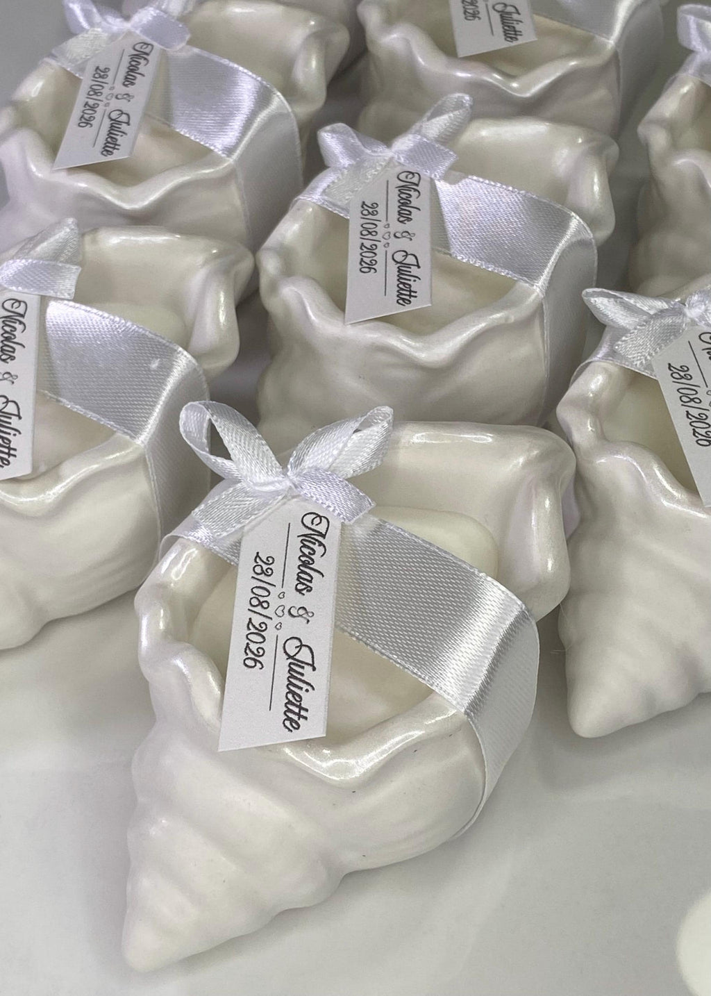 Bougie coquillage personnalisée – Cadeau invité mariage & baptême