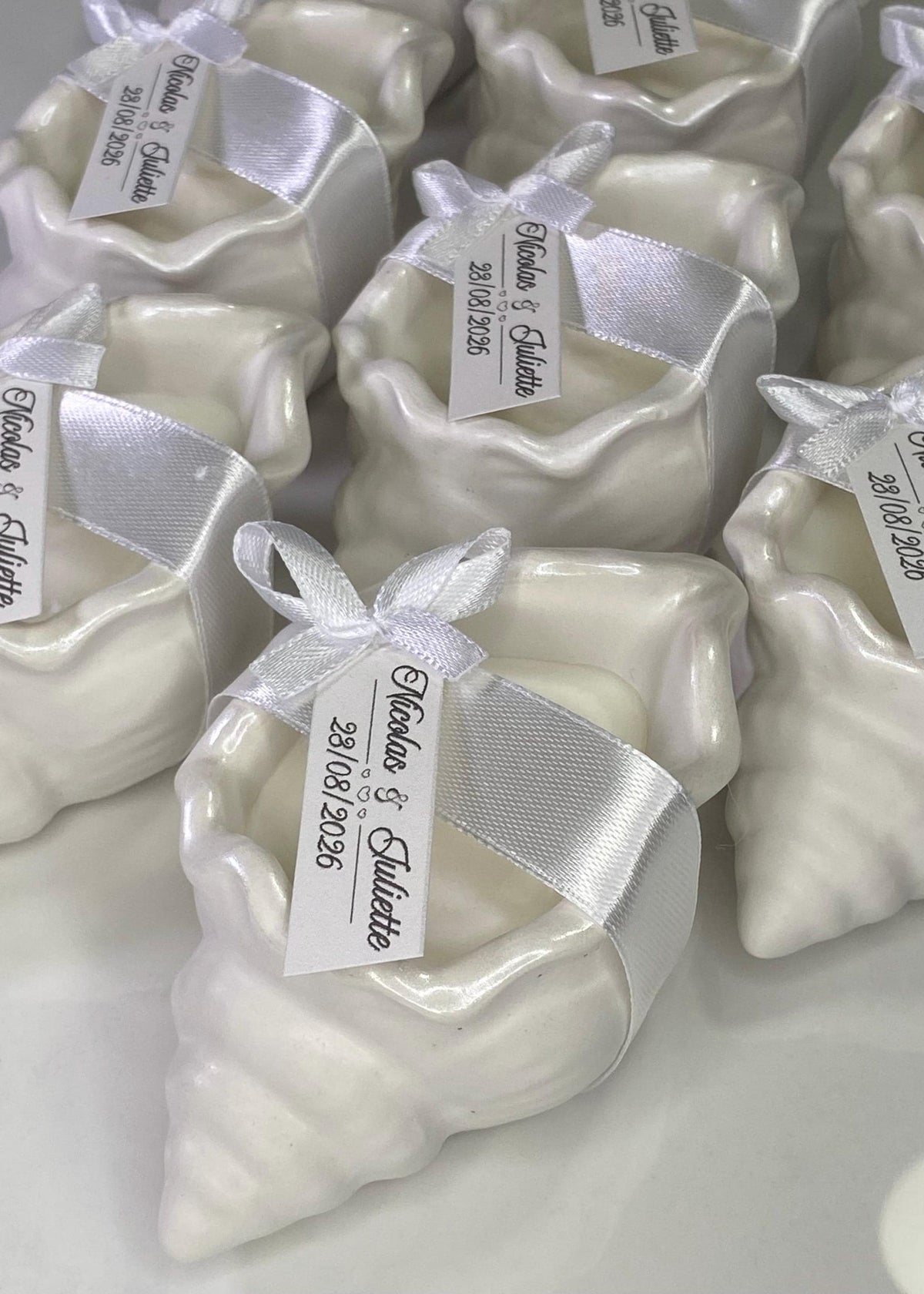 Bougie coquillage personnalisée – Cadeau invité mariage & baptême