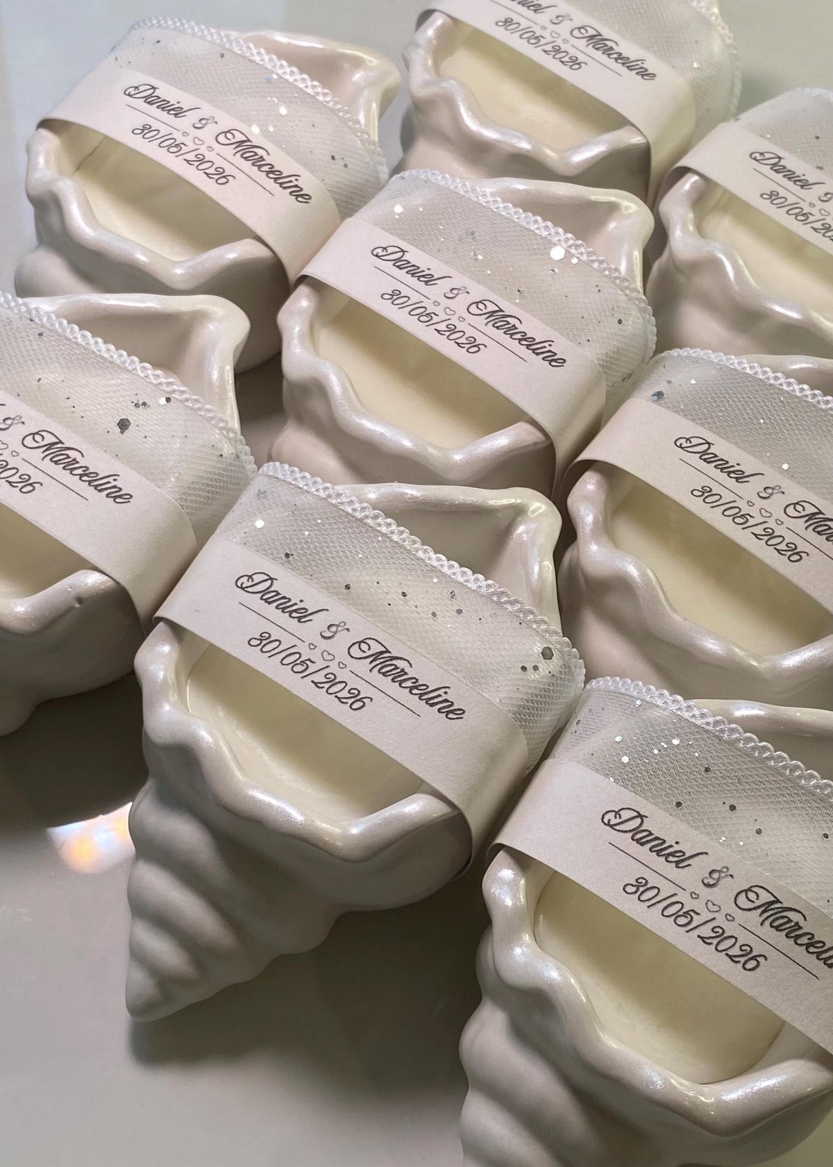 Bougie coquillage personnalisée – Cadeau invité Mariage & Baptême