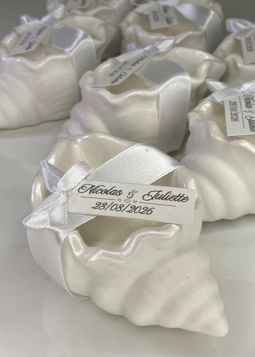 Bougie coquillage personnalisée – Cadeau invité mariage & baptême