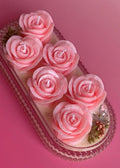 Bouquet de roses en cire parfumée – Bougie florale artisanale | Cadeau femme