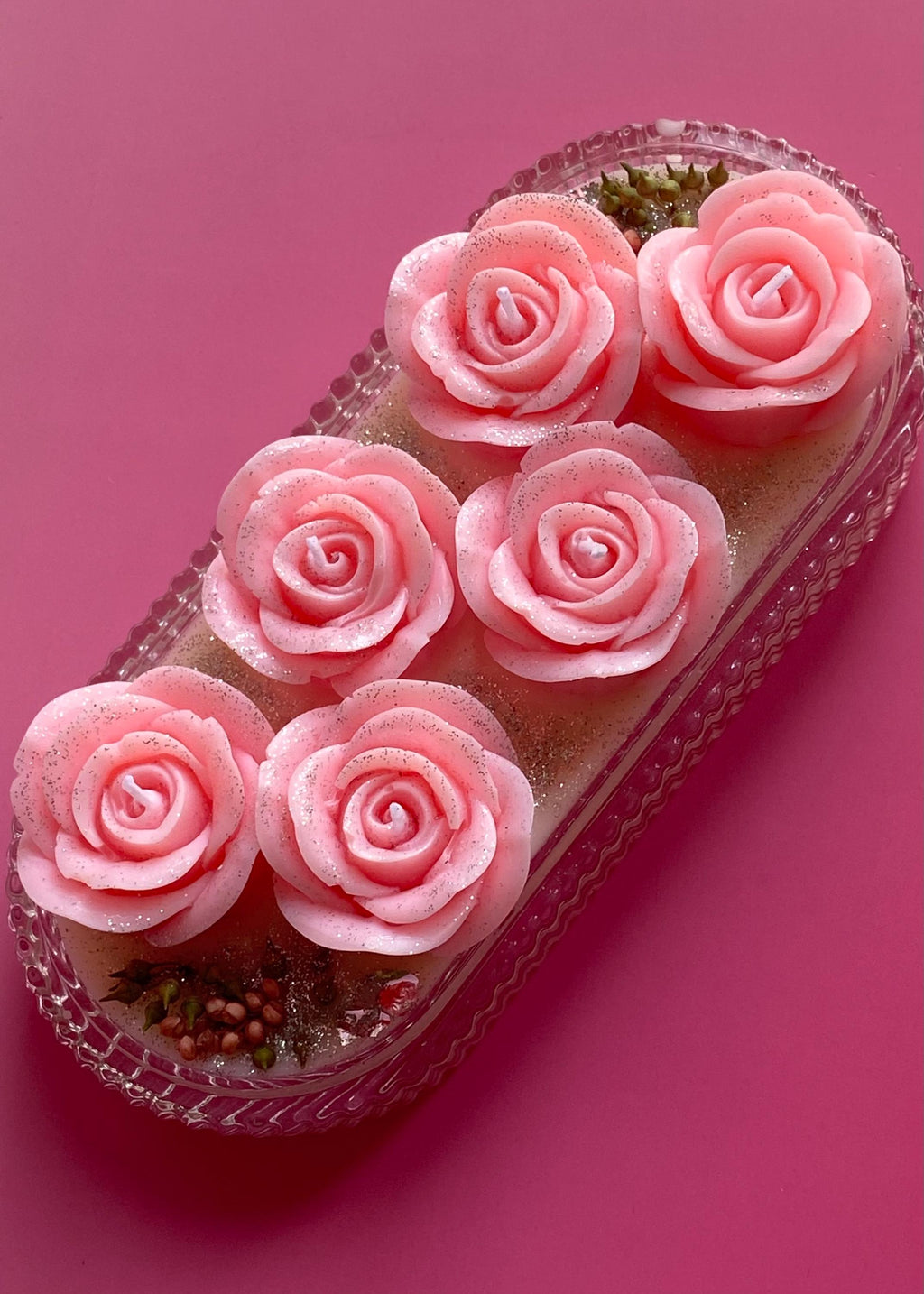 Bouquet de roses en cire parfumée – Bougie florale artisanale | Cadeau femme