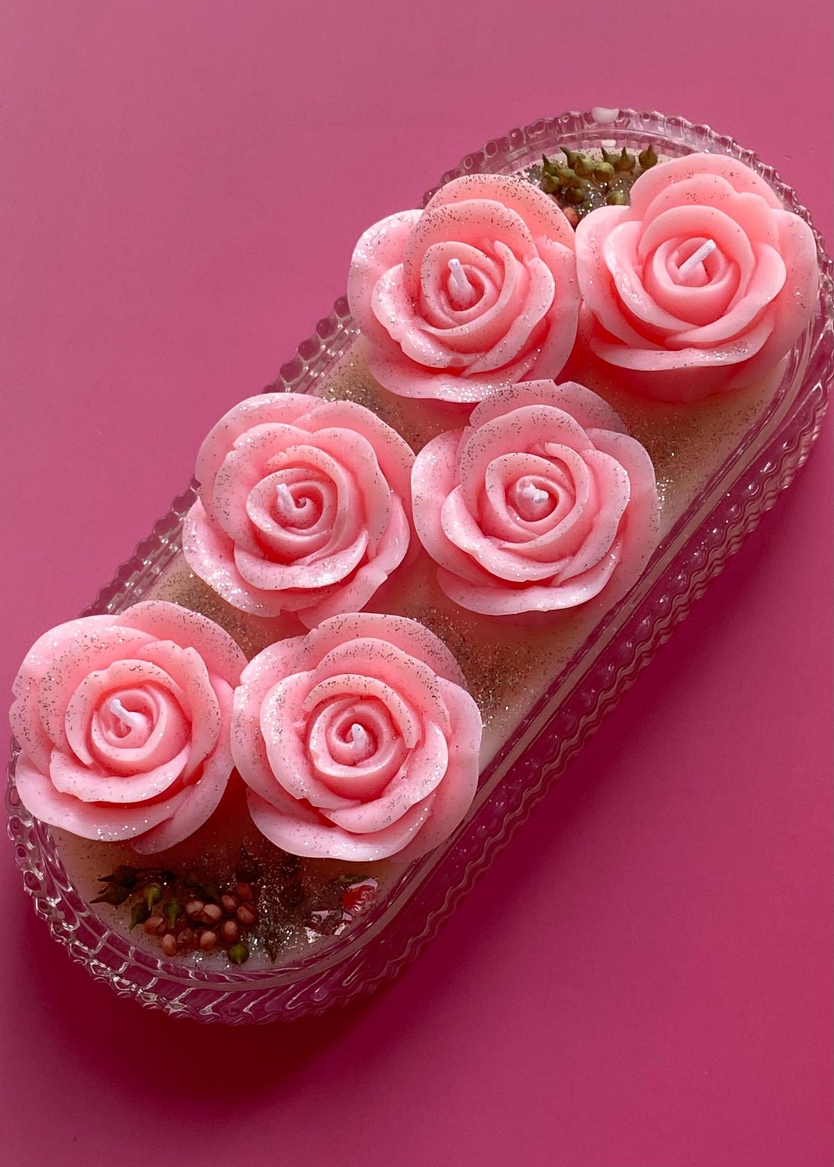 Bouquet de roses en cire parfumée – Bougie florale artisanale | Cadeau femme