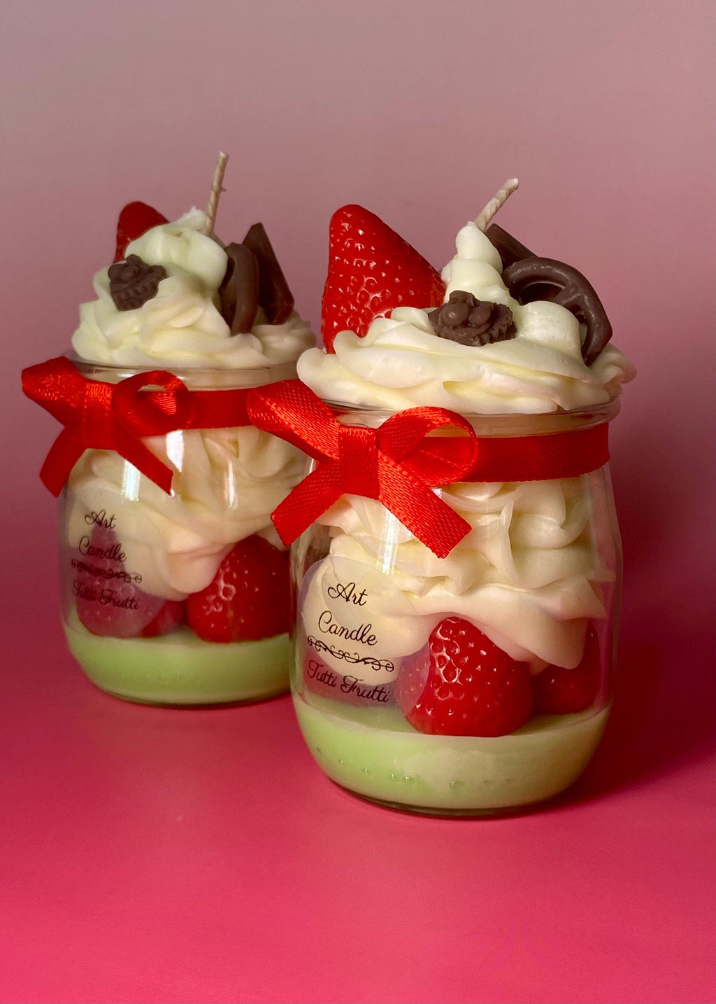 Bougie gourmande parfumée – Dessert fraise – Cadeau original fait main