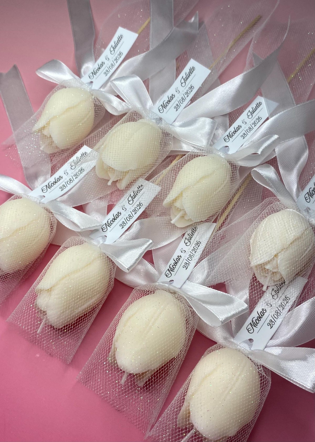 Bougie fleur personnalisée – Cadeau invité mariage & baptême